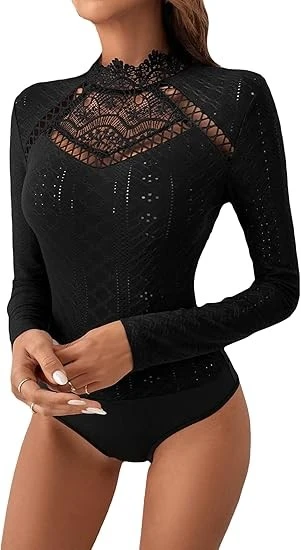 Glæsilegur blúndur LOW LOWMEVED UPNECK EMBRIOIDERY SLIM-FIT JUPPSUIT